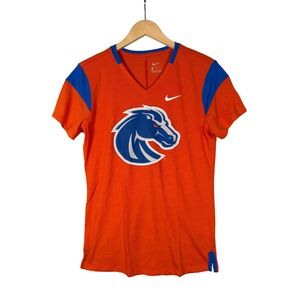 Nike Boise State Broncos T Shirt Small Orange V-Neck Short Sleeve
